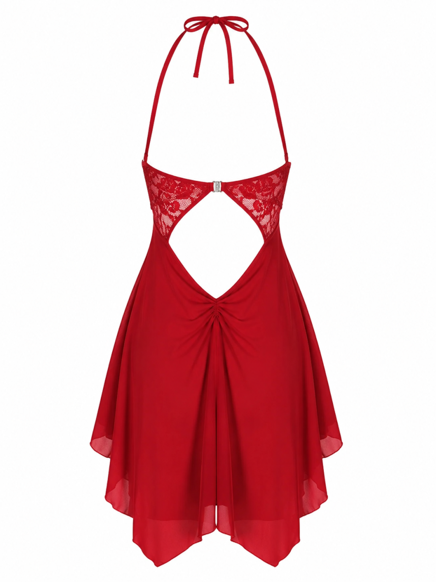 Valeria Blush Lace Halter Babydoll Nighty for Women alternate view