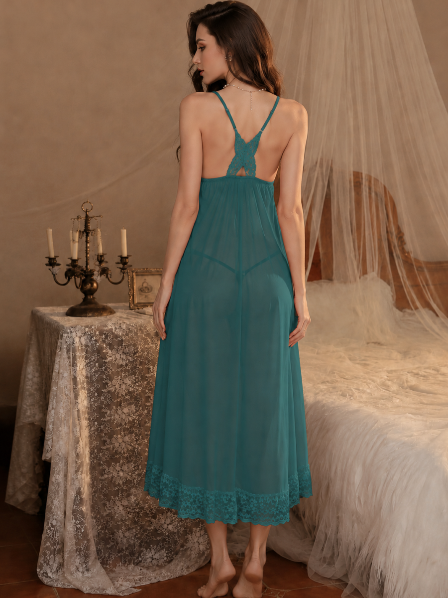 Valeria Scarlet Red Lace Maxi Nighty for Women alternate view