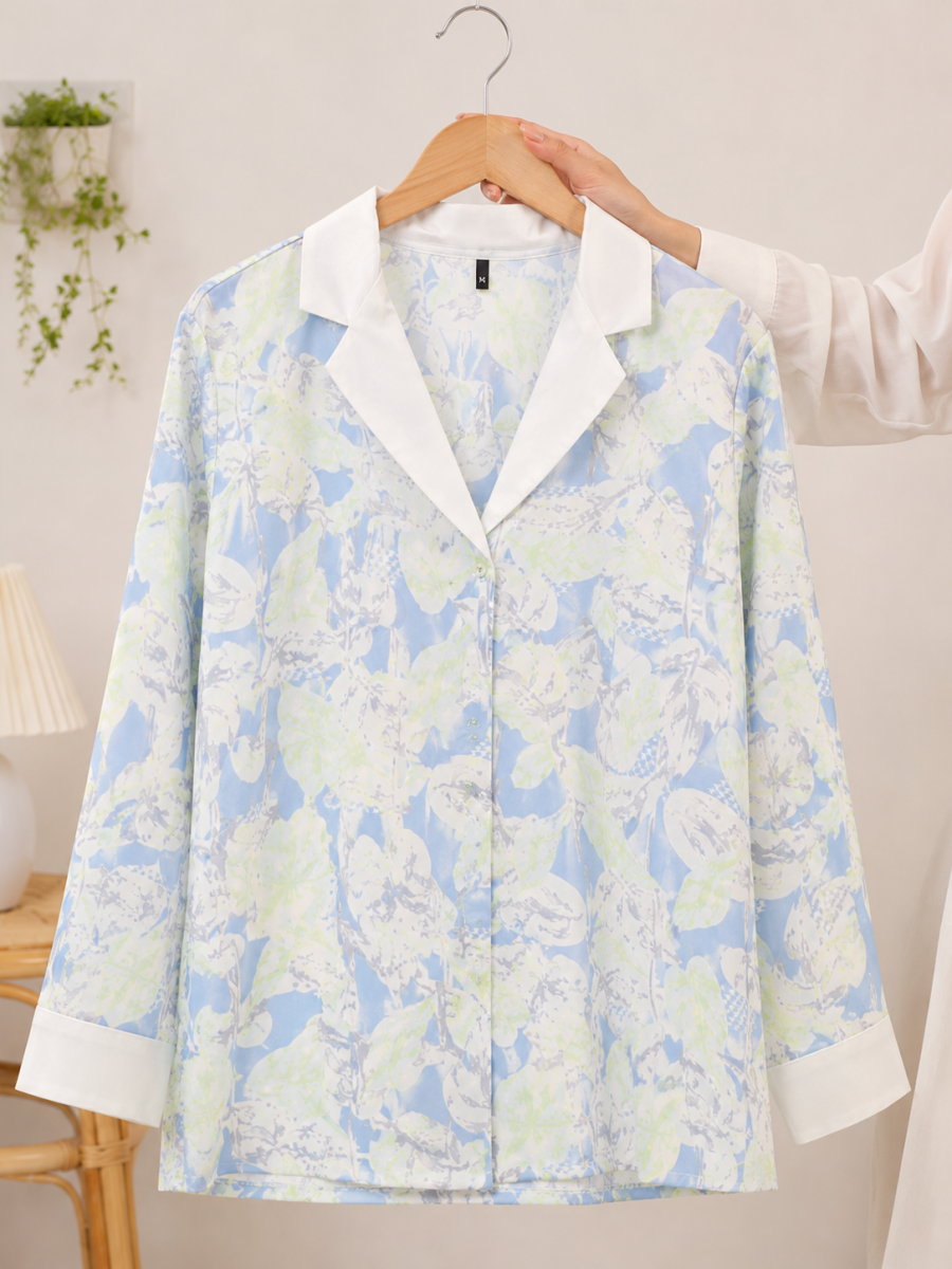 Valeria Azure Bloom Printed Ladies Night Suit alternate view