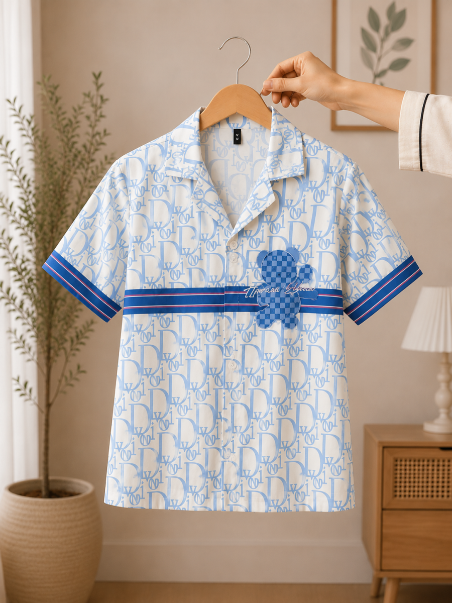Valeria Sky Monogram Printed Ladies Night Suit alternate view