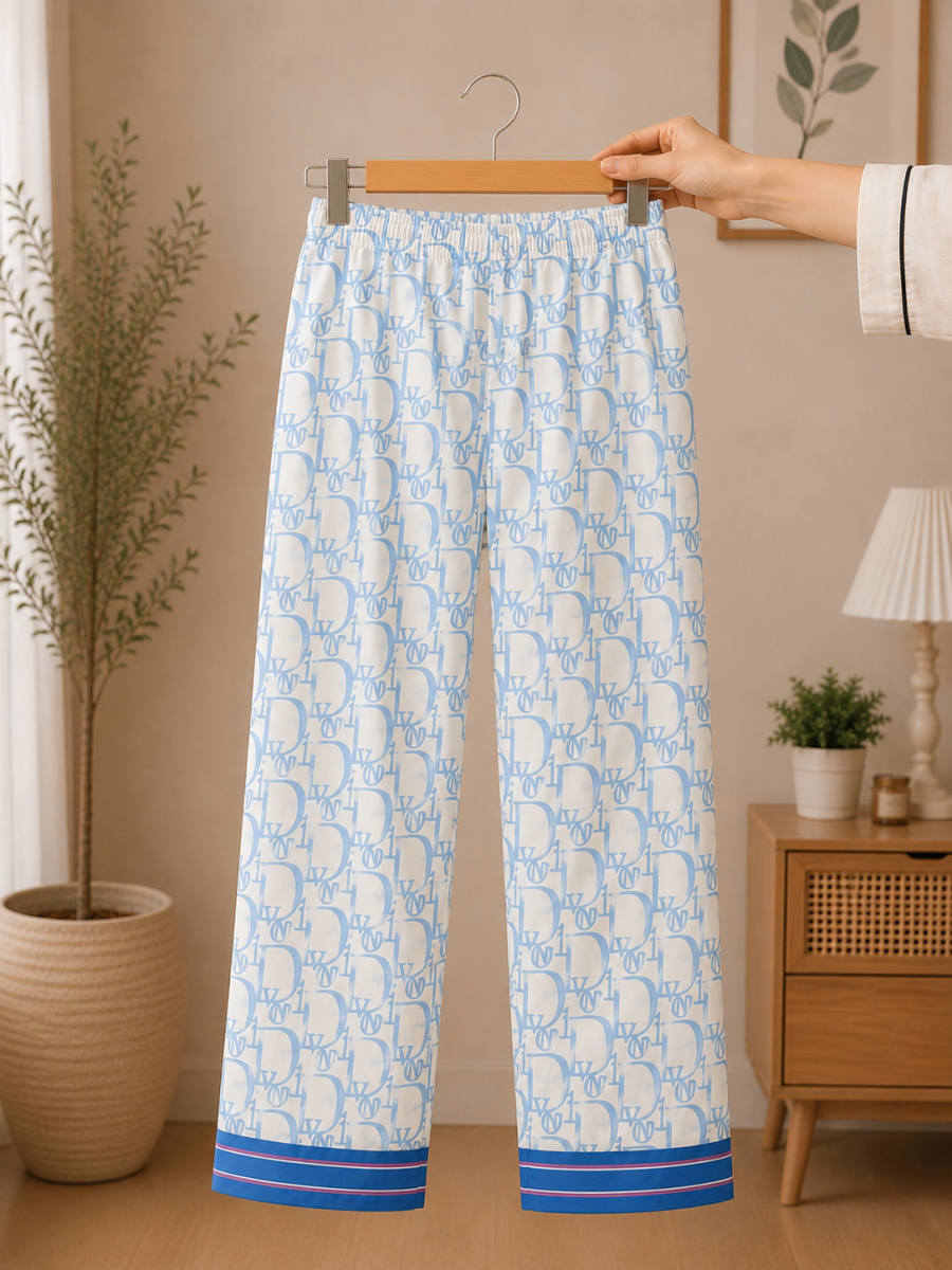 Valeria Sky Monogram Printed Ladies Night Suit thumbnail 3