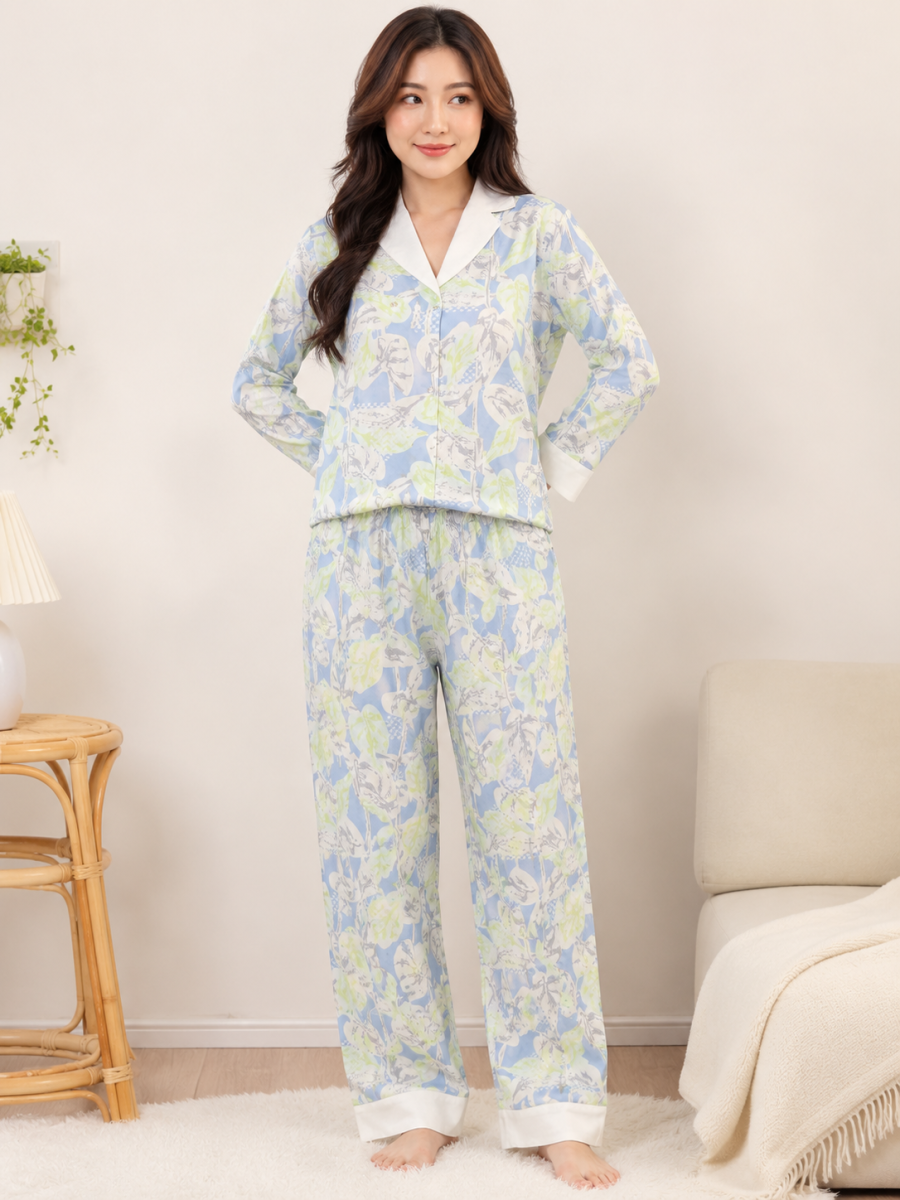 Valeria Azure Bloom Printed Ladies Night Suit by Valeria